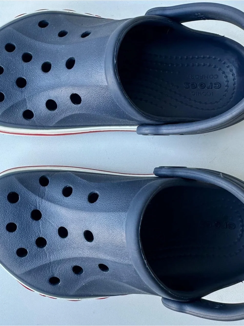 Crocs Kids Crocband Clogs Navy Blue Red White Slip On Shoes US C9 Toddler 9
